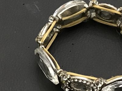 Clear Rhinestone Stretch Bracelet with Large Faceted Stones
