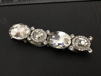 Clear Rhinestone Stretch Bracelet with Large Faceted Stones