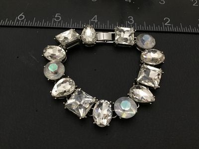 Vintage Multi-Shape Rhinestone & AB Glass Stone Link Bracelet