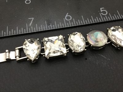 Vintage Multi-Shape Rhinestone & AB Glass Stone Link Bracelet