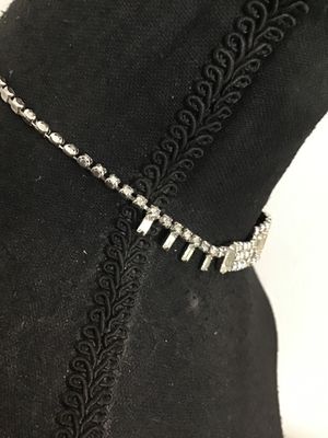 Vintage Rhinestone Choker Necklace with Baguette & Round Cut Stones