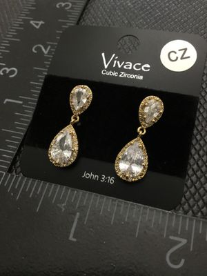 Vivace Gold-Tone Teardrop Cubic Zirconia Dangle Earrings