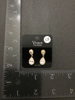 Vivace Gold-Tone Teardrop Cubic Zirconia Dangle Earrings
