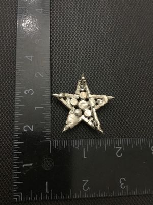 Vintage Red and Clear Rhinestone Star Brooch
