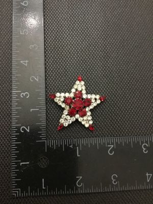 Vintage Red and Clear Rhinestone Star Brooch