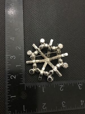 Vintage Clear Rhinestone Snowflake Brooch