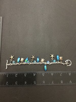 Silver Tone Ocean Theme Charm Bracelet with Sea Turtles and Starfish