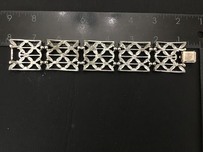 Vintage Coro Pegasus Silver Tone Panel Bracelet