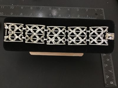 Vintage Coro Pegasus Silver Tone Panel Bracelet