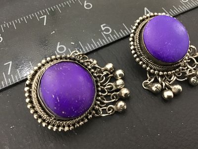 Vintage Bohemian Style Purple Stone Dangle Stud Earrings