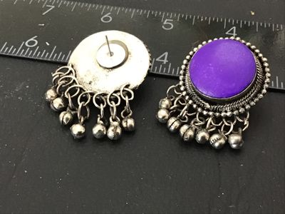 Vintage Bohemian Style Purple Stone Dangle Stud Earrings