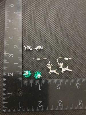 3 Pairs Christmas Holiday Earrings Reindeer Bows and Joy