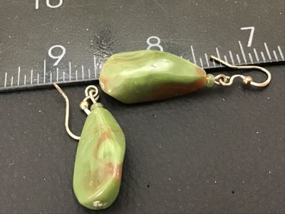 Green & Brown Swirl Stone Drop Earrings