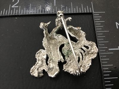 Rare Vintage 1964 Oleg Cassini Silver Tone Dragon Brooch Pin with Rhinestones