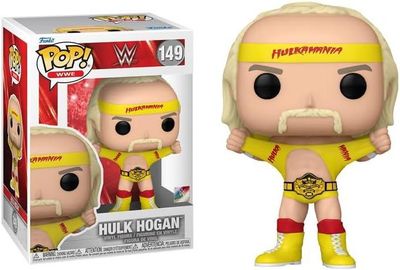 Funko Pop! WWE Hulk Hogan vinyl figure #149, shown in its original packaging and as a standalone figure.