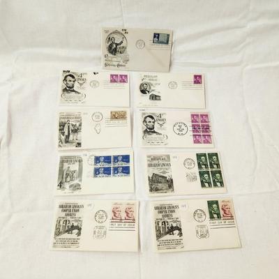 10 - FIRST DAY STAMPS - 1950s ABRAHAM LINCOLN COLLECTION
