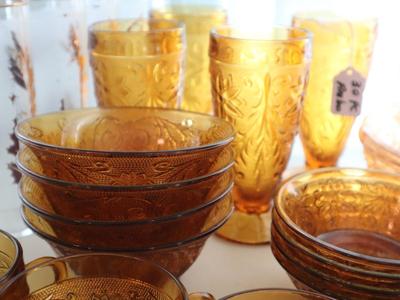 Vintage Tiara Glass Amber China Set - 30 pieces