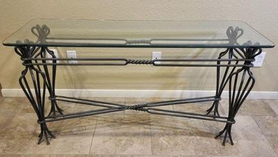 Glass top console table