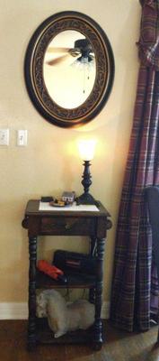 Dry sink mirror lamp ensemble