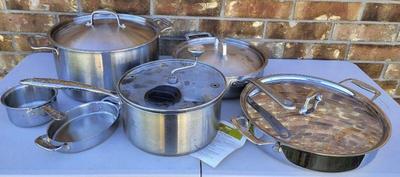 Mixed lot of stainless cookware
