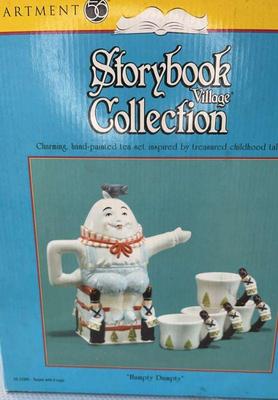 Dept 56 humpty dumpty” hand painted tea set