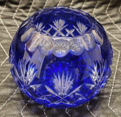 Cobalt blue bohemian crystal vase
