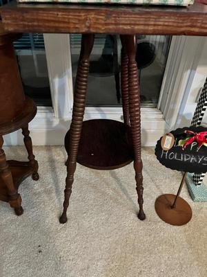 Square Two Tier Parlor Table with turned legs