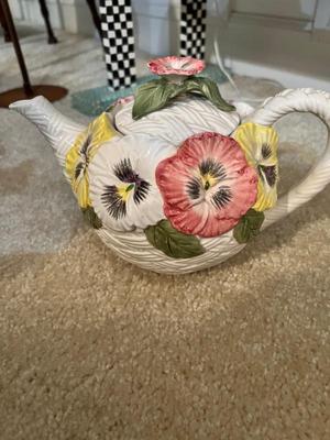 Fitz & Floyd 1990 Pansy Parade Teapot