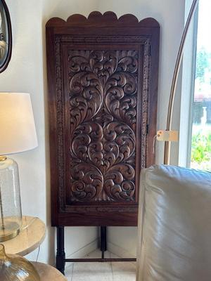 Pair of corner hand carved cabinets