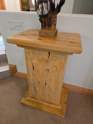 Large Handmade Custom Burl Wood Pedestal Stand