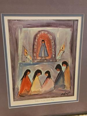 Ted Degrazia "Indians Very Very Silently Pray" Signed And Framed Print