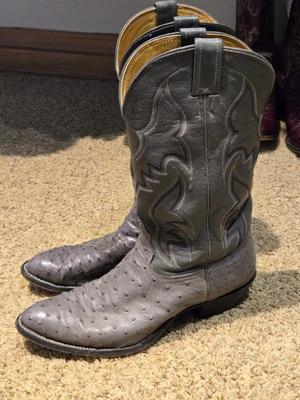 Ostrich Skin Cowboy Boots Mens Size 11.5