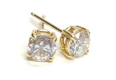 Pair of 14K Gold & Cubic Zirconia Stud Earrings