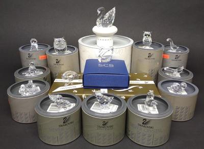 (14) Swarovski Bird Crystal Figurines w/ Boxes
