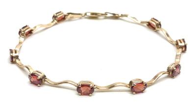 10K Yellow Gold & Garnet (4.95 ctw) Bracelet 7"