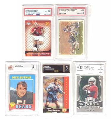 (5) Graded Football & Soccer Trading Cards