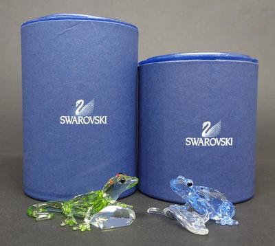 2 Swarovski Dart Frog & Gecko Crystal Figurines