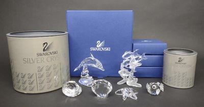 6 Swarovski Ocean Themed Crystal Figurines & Boxes