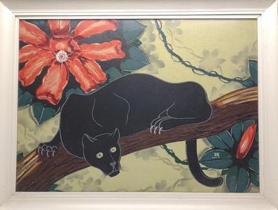 Billy Seay Mid Century Black Panther Turner Print