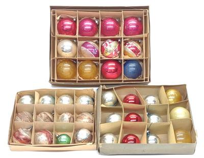 (36) Vintage Glass Christmas Ornaments w/ Boxes