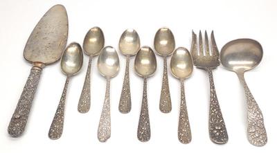 10 pc Sterling Silver Stieff Rose Repousse Set