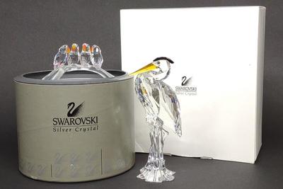 2 Swarovski Love Bird & Heron Crystal Figurines