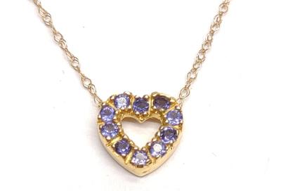 14K Gold Sapphire Heart Pendant & 14K Chain