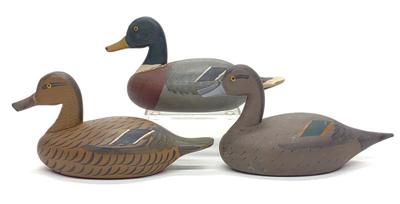 3 Jess Urie Miniature Mallard & Pintail Duck Decoy