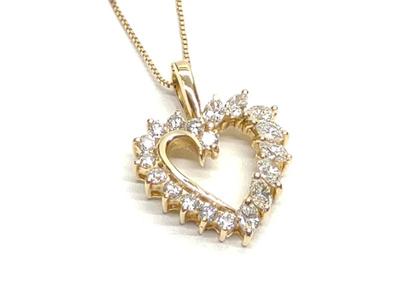 14K Gold Marquise Diamond Heart Pendant & Chain