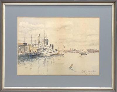 1894 Winthrop B. Allen Watercolor of Steamboat