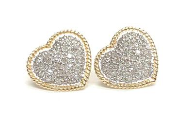 14K Gold Pave Diamond 0.47cttw Heart Stud Earrings