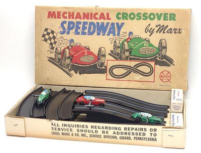 Marx Windup Crossover Speedway Race Car Toy Set
