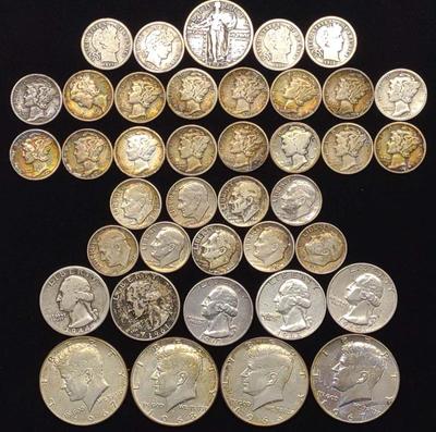 (39) Silver US Coins (Mercury Dimes,Quarters, etc)