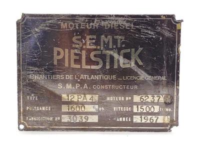 SEMT Pielstick PA4 Diesel Locomotive Engine Plate